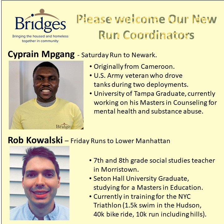 BridgesSummitNJ's tweet photo. Welcome our new Run Coordinators. https://t.co/hky4MJB15p