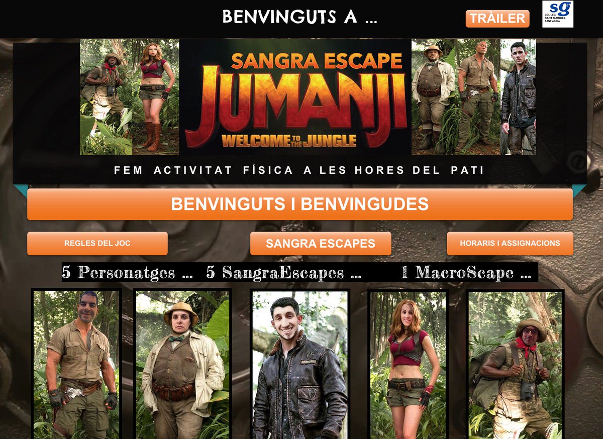 YoEF_ytu's tweet photo. Gran jornada "SANGRAescape Jumanji 2018". Moltes gràcies per fer-ho possible @SantGabrielSAB #nousprojectes #gamificació #educaciófísica https://t.co/ykfJs1AHqY