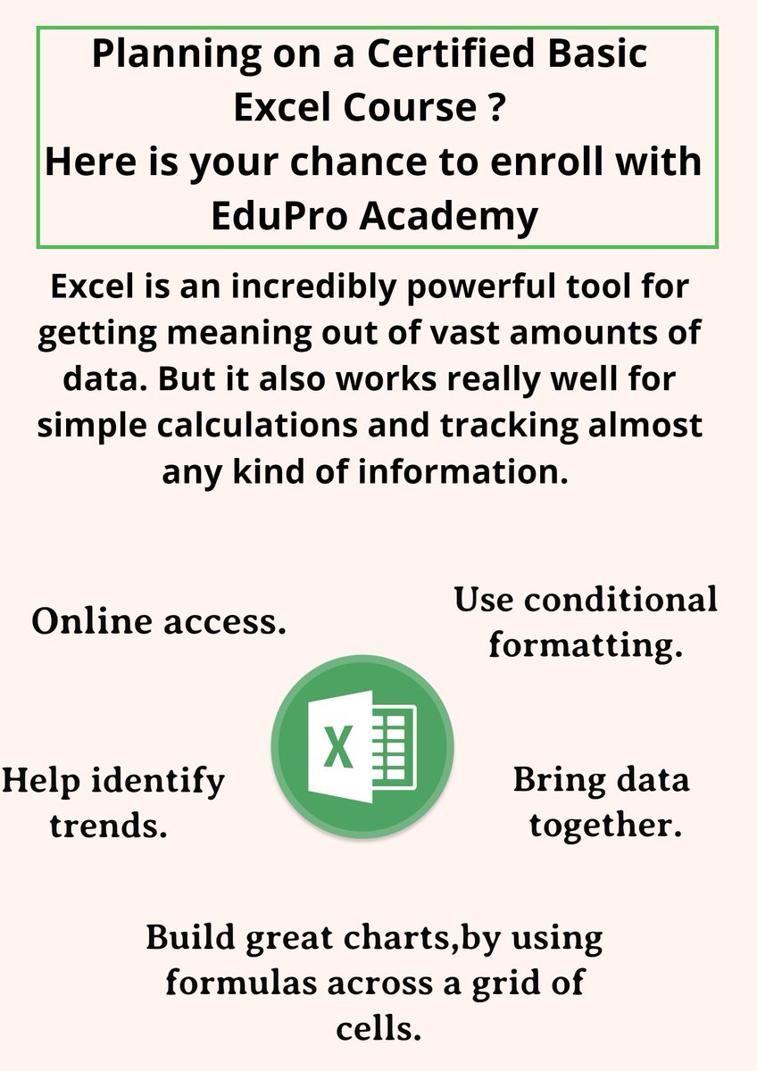 edupro_academy's tweet image. Looking for a certified course for Basic Excel? Enroll now with EduPro Academy #excel #BasicExcel #MSOFFICE