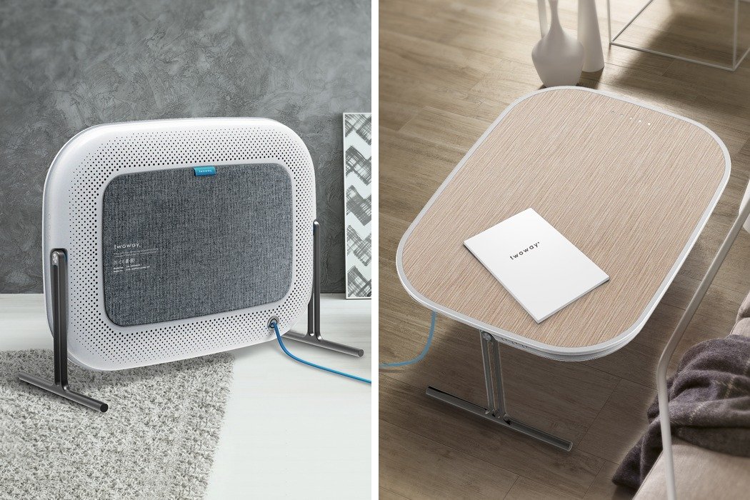 Twoway is an air cleaner with a design that allows it to seamlessly blend into the room, this has been achieved by using the combination of fabric and wood which was influenced by traditional furniture. yankodesign.com/2018/05/06/cle…