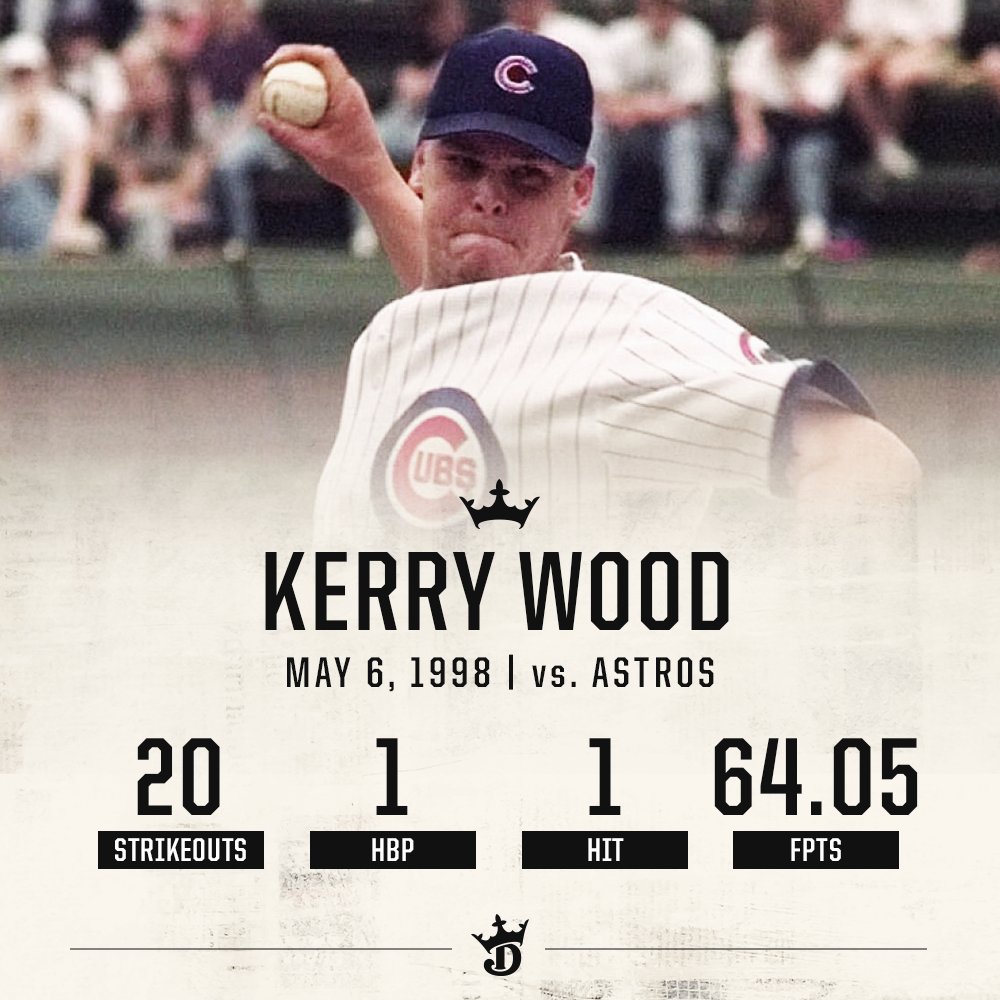 DraftKings on X: #OTD 20 years ago: @Cubs phenom Kerry Wood strikes out 20  Astros to tie Roger Clemens' single-game strikeout record.   / X