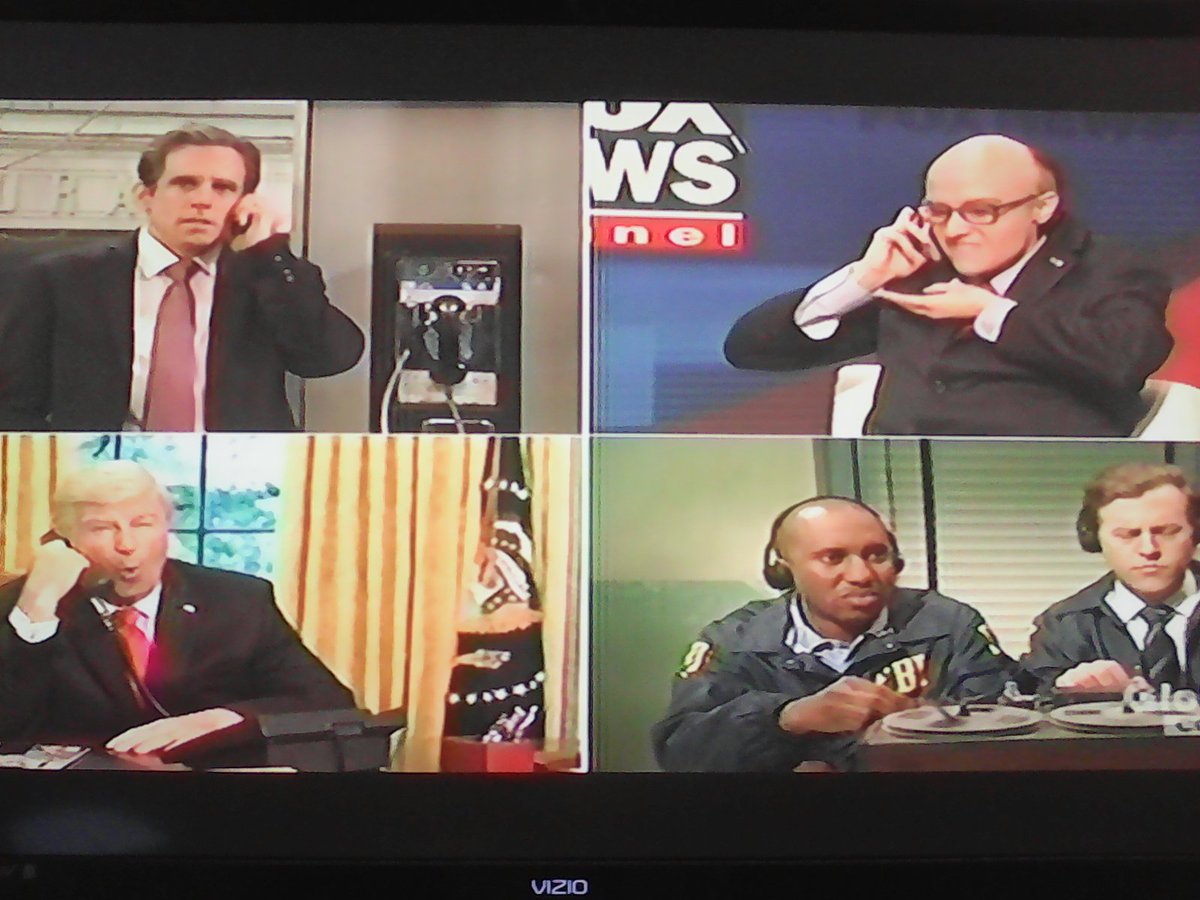 danbob59's tweet photo. Another #Emmy for #KateMcKinnon as #RudyGiuliani, #BenStiller as #MichaelCohen, #AlecBaldwin's #award #winning #role as #Trump and #always #listening in, the #FBI, on #SaturdayNightLive/#SNL #Hilarious #Comedy #Funny #Fun #MichaelCohenRaid #MuellerTime #MuellerIsClosingIn https://t.co/txs1q7f529