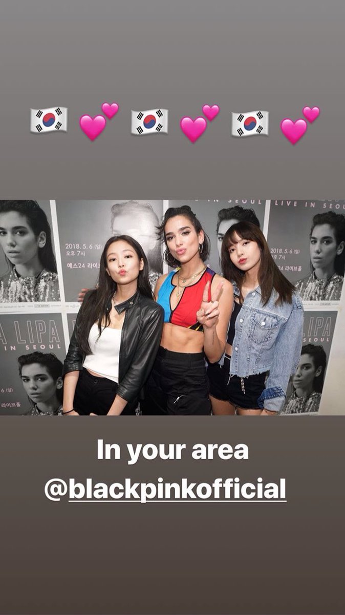 LISANATIONS_'s tweet photo. [UPDATE] 180507 — DUALIPA POSTED AN IG STORY WITH LISA &amp; JENNIE!

#블랙핑크 #BLACKPINK #제니 #JENNIE #리사 #LISA https://t.co/ldVOuT3LhD