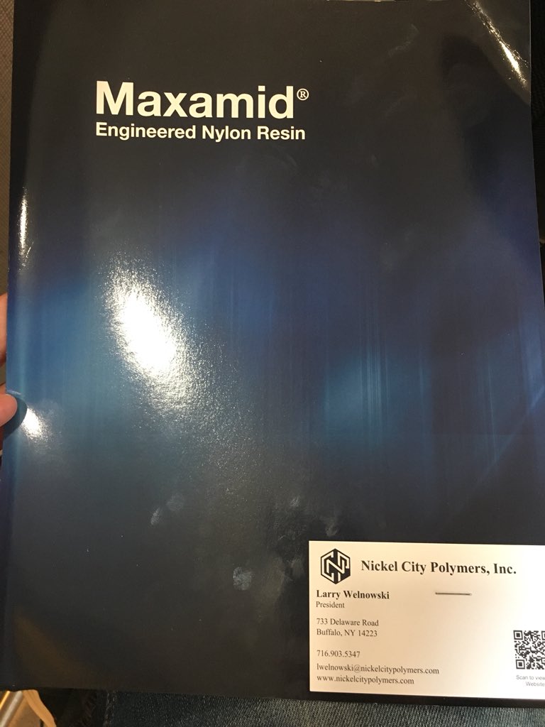 Nickel_City's tweet photo. Do you know about Maxamid Nylon? If not let us tell you about it at @NPE2018 by grabbing one of these spiffy brochures #NPE2018 PM us to set up an appointment https://t.co/Phcxw0bHRa