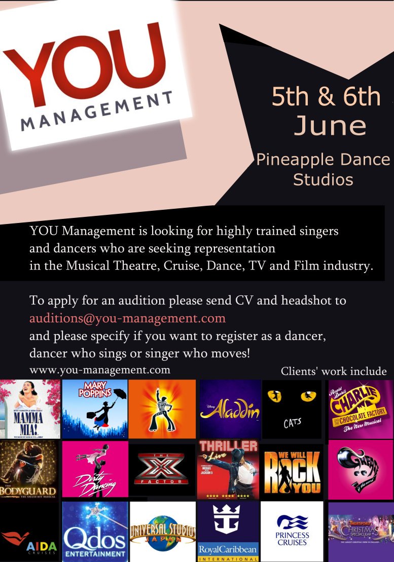 Audition announcement! Our next auditions will be on the 5th and 6th of June. Applications are now open. #YOUmanagement #dowhatYOU❤ #onlyatYOU