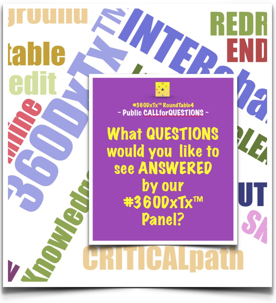 emergVictorious's tweet image. #360DxTx™ RoundTable4:

~ PUBLIC #CALLforQUESTIONS ~

What QUESTIONS do YOU have 
for our 
#360DxTx™ PANEL
of 
Practitioners, Professionals &amp;amp; Patients from both the I/CPP &amp;amp; Addiction/SUD Communities?

DEADLINE: Tuesday, May 8th, MIDNIGHT EST.

Tweet Qs here!

@DxTxRoundTable