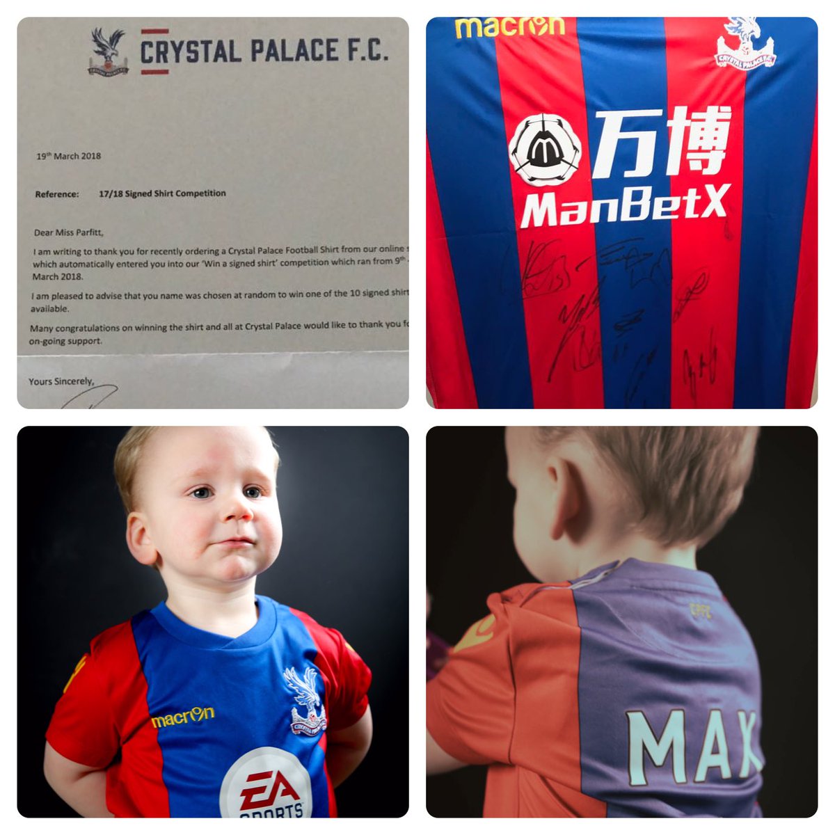 verity987's tweet photo. When you come home to an amazing surprise parcel from @CPFC I now have one very happy husband and son. #Eagles #CrystalPalace https://t.co/hIxQ3uB2sK