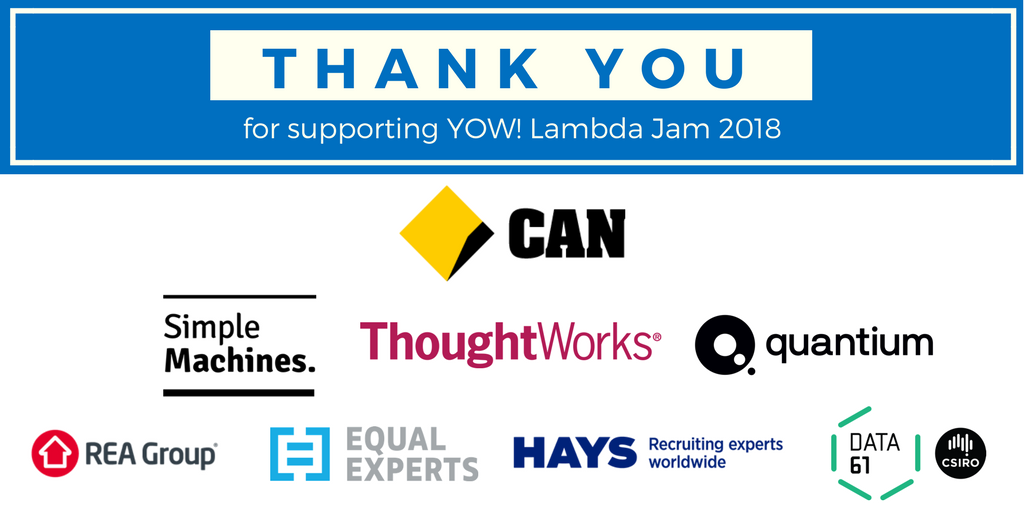 yow_conf's tweet photo. #YLJ18 is officially 2 weeks away from today! 😱 
We must not forget to thank our amazing sponsors, who make all things possible - THANK YOU! 👏👏👏 Send ❤️ to @CommBank  @simpmach  @thoughtworks  @QuantiumAU  @REA_Group  @EqualExperts  @Data61news  @HaysAustralia https://t.co/SDRBOFEibM