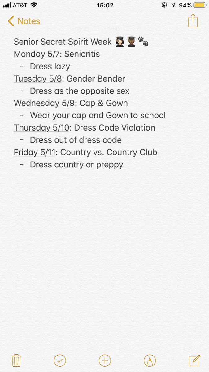 efhsseniors2018's tweet photo. Secret Spirit week this week 👏🏻  Last full week of high school! Be sure to dress up ‼️ https://t.co/JjRWGV3HtF