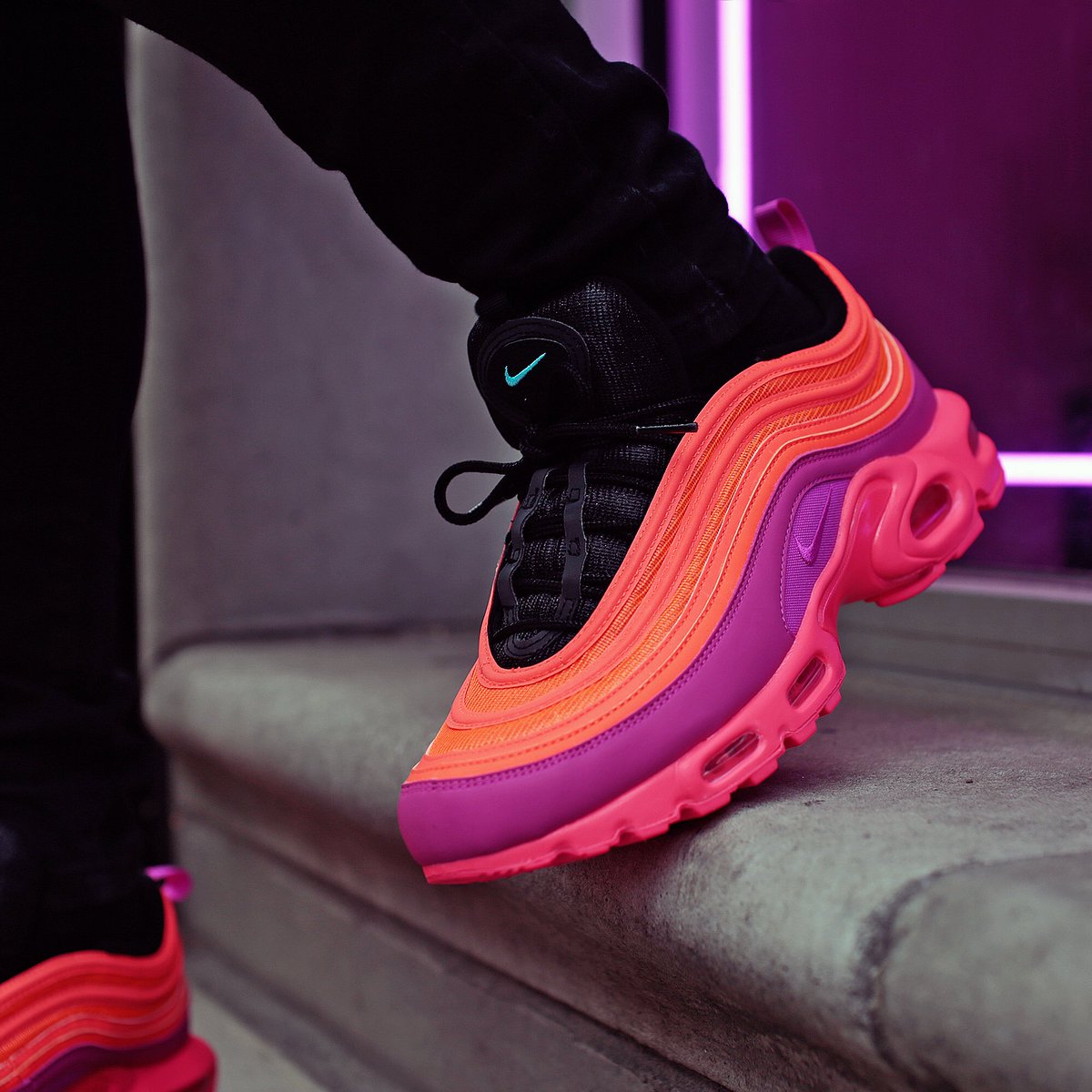 pink orange purple air max 97