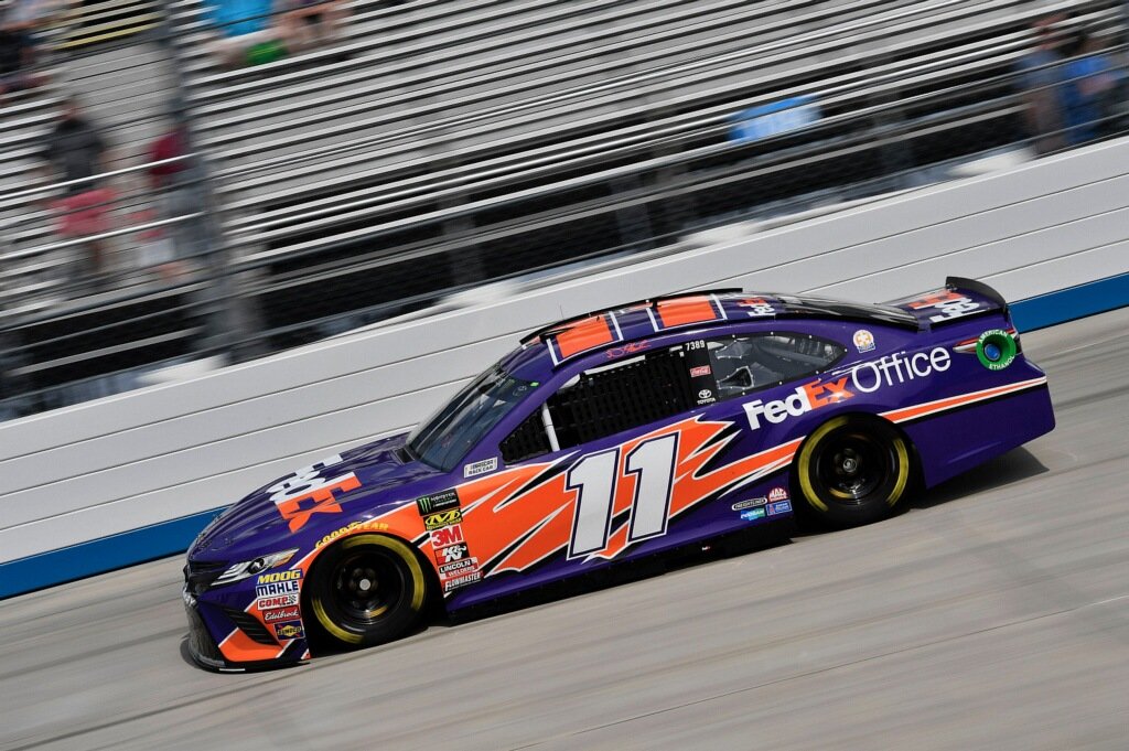 FedEx's tweet photo. The @MonsterMile sure is a beast! Think @DennyHamlin can tame this track today? We hope to see the #FedEx11 in Victory Lane! https://t.co/NLnBBJv6Is