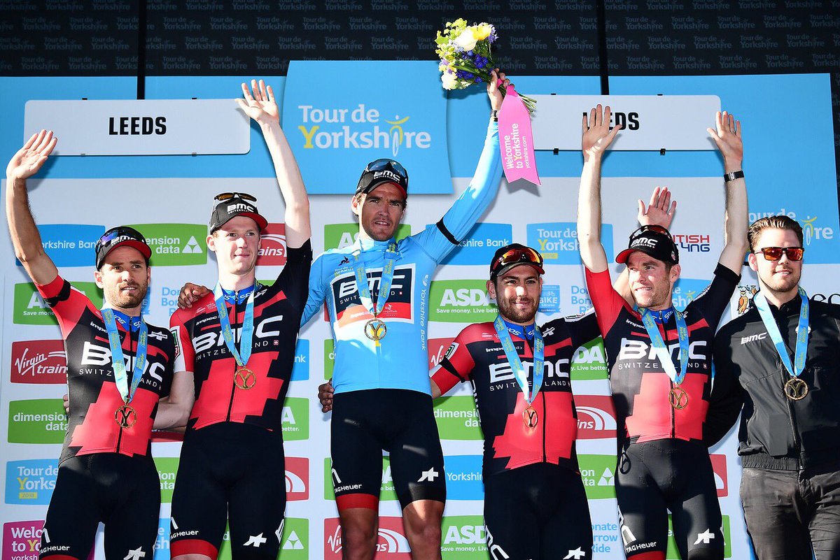 letouryorkshire's tweet photo. OFFICIAL CLASSIFICATIONS:

Overall GC: @GregVanAvermaet 
Points: @GregVanAvermaet 
Mountains: @StephanRossetto 
Team: @BMCProTeam 

#TDY https://t.co/IPhtgqDaIt