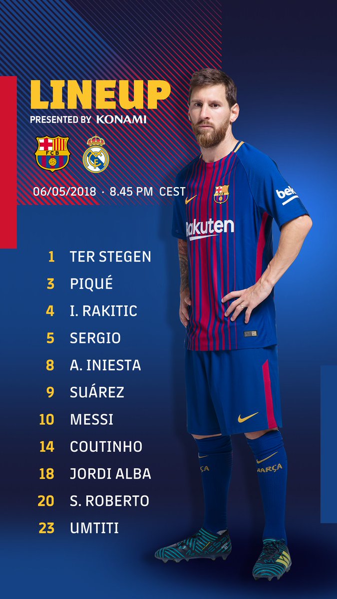 messi_class's tweet photo. Strongest possible line up tonight! (of course)
VISCA BARÇA!!!
#ElClásico #BarcaMadrid #FCBlive #LionelMessi https://t.co/vVQJAucYF5