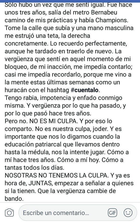 miri_js6's tweet photo. Hoy el patriarcado me la ha jugado y siento vergüenza por haber sufrido acoso. Por eso lo comparto, porque quiero que la vergüenza cambie de bando, y la sientan quienes lo ejercen y no nosotras. 
#Cuéntalo #Mírame https://t.co/YIrBrojcAH