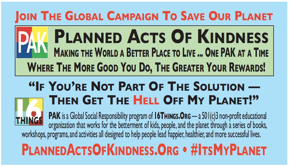 PlannedActs's tweet photo. https://t.co/ZRm4WMKTYu has launched everybody! Be sure to visit the website and sign up for your free membership for the Karma Club. Let's all do our parts to make the world a better place...one PAK at a time!
#ItsMyPlanet #MYDailyPAK https://t.co/B3DylVv9pc