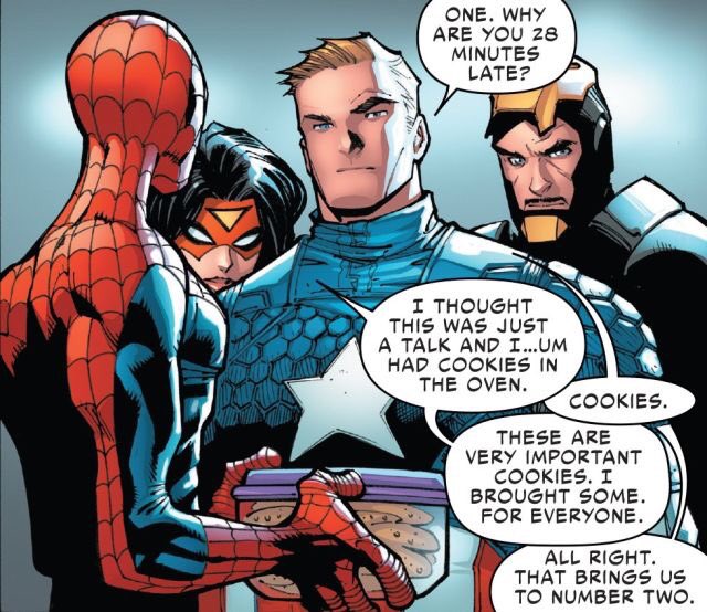 anakinsebs's tweet photo. friendly reminder that comic book spidey was once half an hour late to a superhero meeting because he had cookies in the oven https://t.co/T4pgzlKn6v