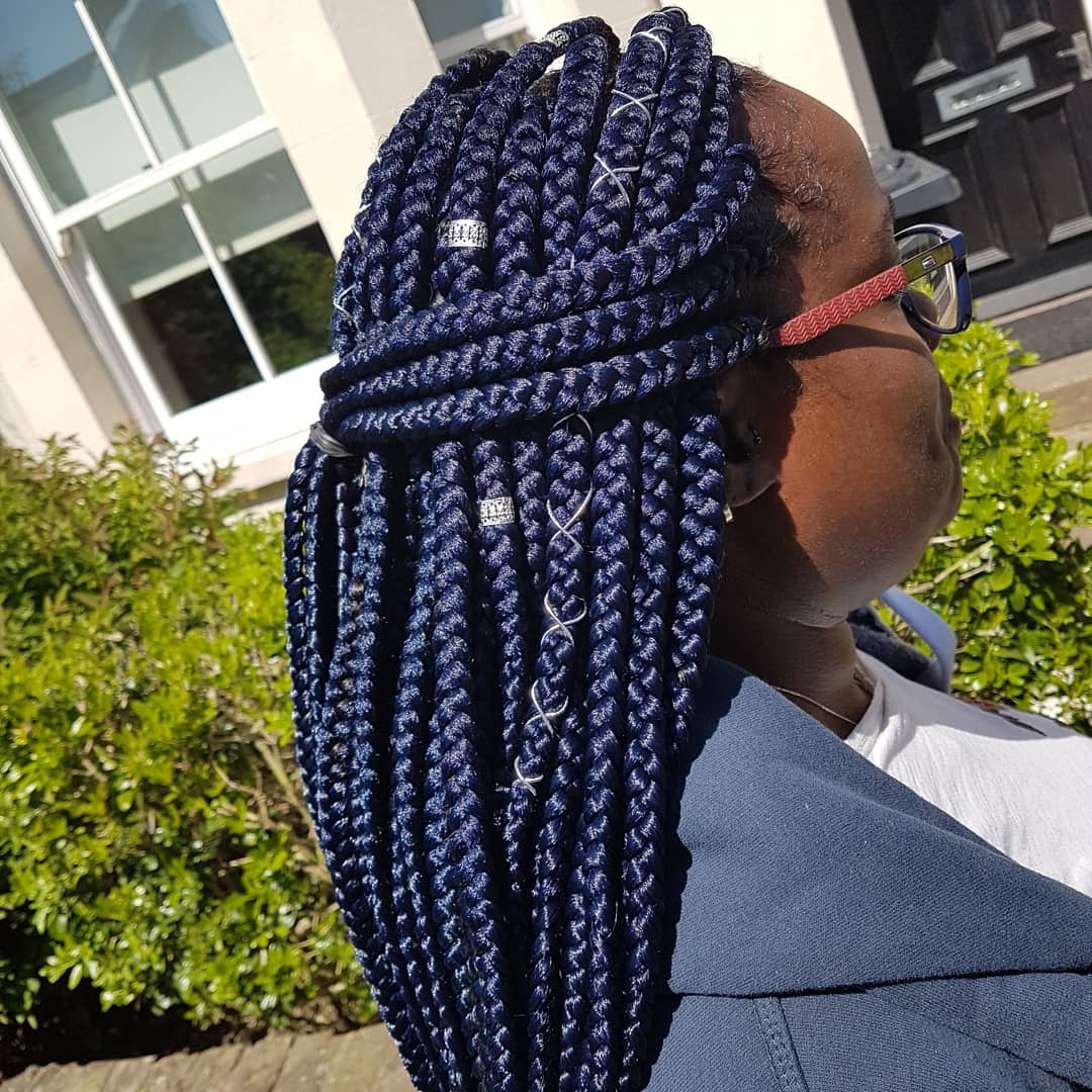 Box Braids Blue  Box braids styling, Colored box braids, Braid styles