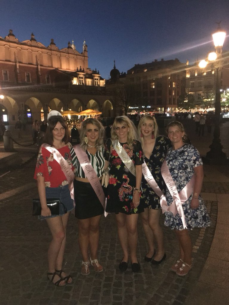 MrsChurchie24's tweet photo. Hen party in full swing!!!! #bride #bridesmaids #besties #krakow #poland 34 days @JamesMorrisonOK #GetJamesToClairesWedding π°πΌπΎ #9June2018 #NotLongNow #NearlyTime #NotLongToGo #MrsWilliamsToBe #ClaireWilliams #MrAndMrsWilliams https://t.co/ULvDdCdup0