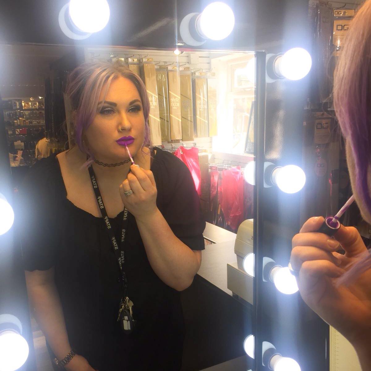 Holly’s favourite Nicka K New York True Matte liquid lip shade is ‘Vivid Violet’ 📷😍📷💜  
Shop Nicka K in store or online at justessentials.co.uk
.
.
.
#HollywoodMirror #NickaK #Purplelips #favourite