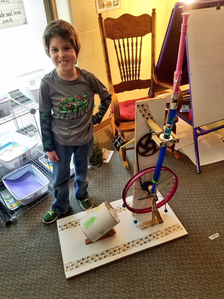 Eckergrade3's tweet photo. Hayden was inspired by the "Magic School Bus in the Haunted House" video we watched about sound and made his very own "drumpet"! What a neat idea! 🥁🎺🎶 https://t.co/1BAm0bbkAa