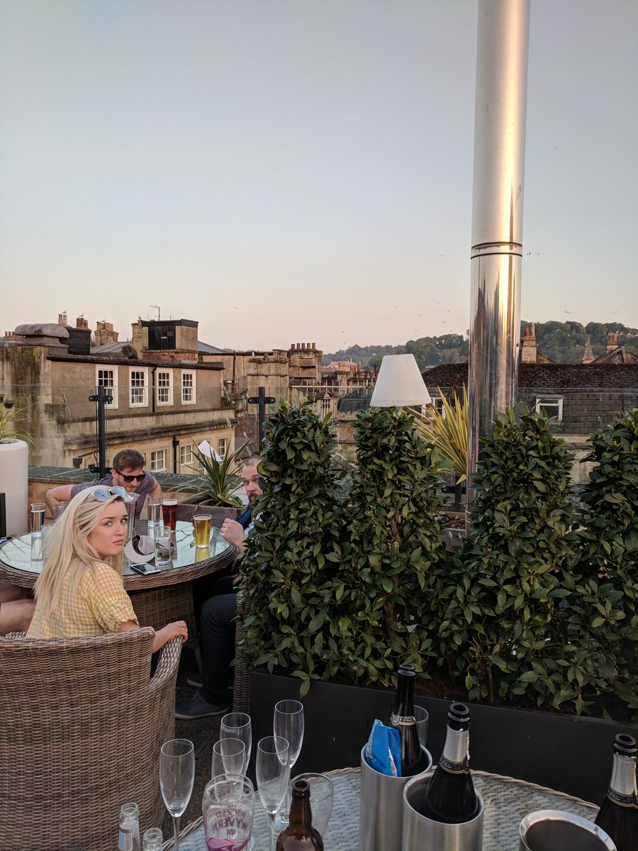 Enjoying a #BankHolidayWeekend pint on the roof at Hall and Woodhouse