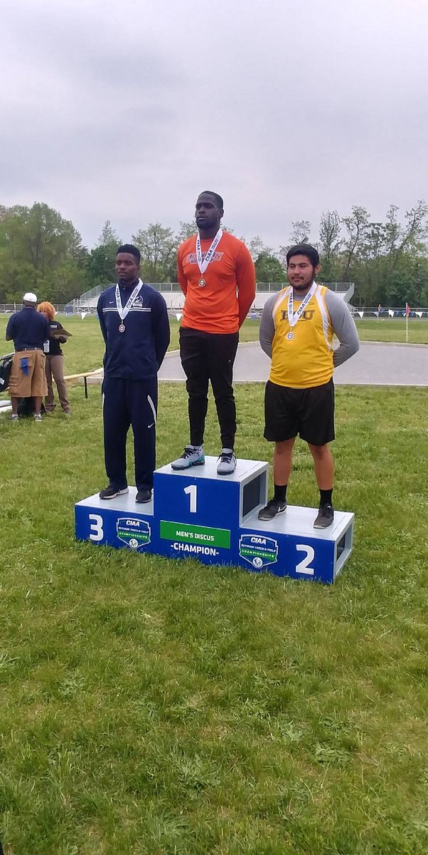 LUL1onsAthletic's tweet image. THREE EVENTS!  THREE MEDALS!!  THREE ALL-CIAA HONORS!
Congrats  Solomon Potter on a great performance this weekend!!
GOLD:  Discus Throw
SILVER:  Shot Put
BRONZE:  Javelin Throw
#GreatnessAchieved
