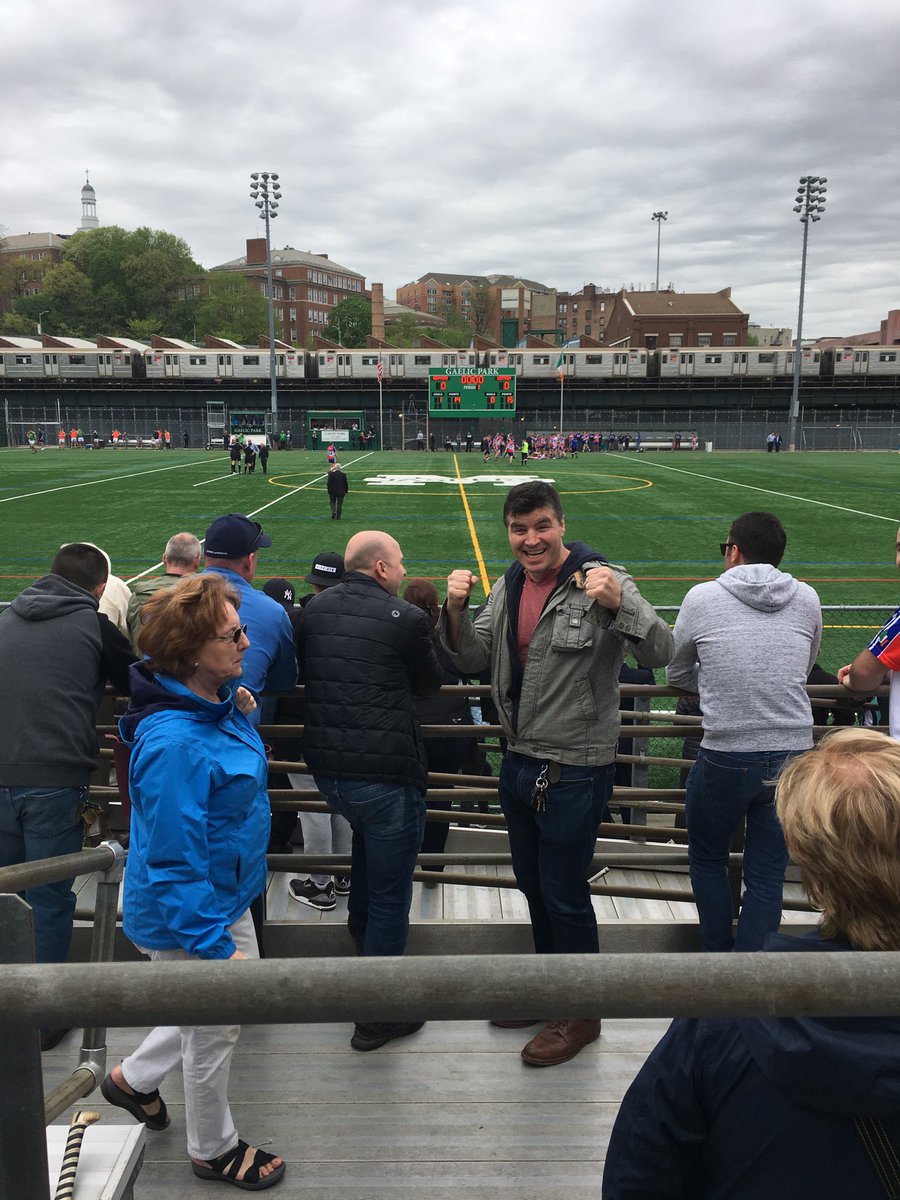 Seamus McDonagh, who fought Evander Holyfield for the heavyweight championship, cheering on his godson and NY in Gaelic Park