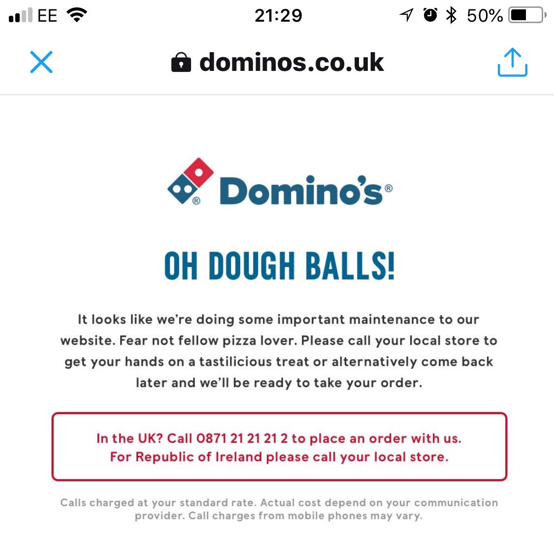Car0lineMurphy's tweet photo. @Dominos_UK This is a waste of space given it’s undergoing maintenance ...  how do we arrange a refund please. https://t.co/p3z1rIEJDL