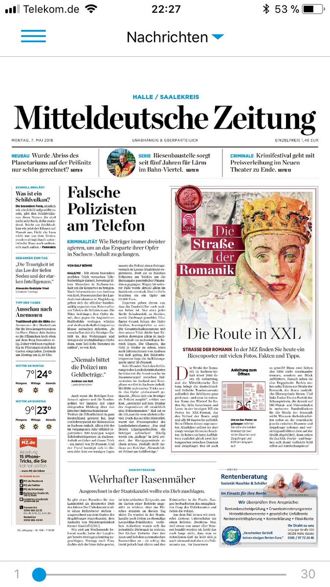 H_Augustin's tweet photo. #StrassederRomanik am Montag im Print von @mzwebde in XXL mit vielen Tipps für Ausflüge #Tourismus #Naumburg #Halle #Magdeburg #Merseburg #Beuster #Halberstadt #Memleben #Quedlinburg #Burg #Goseck https://t.co/PPgyYOa5db