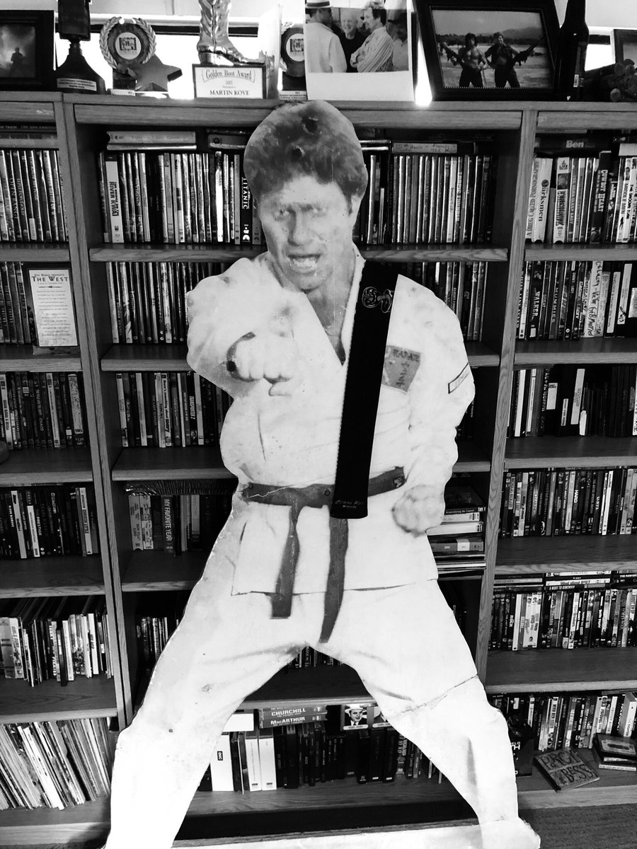 Hello young Cobras, thought you would like this...This is in my library, and yes it is the original. That’s the new <a href="/CobraKaiSeries/">Cobra Kai</a> head band over the shoulder, things have really come full circle. Thank you. #CobraKai #Karatekid