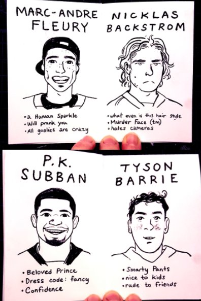 I have a confession.....My secret (deep, life-consuming) hobby is NHL hockey and I made this folded zine called FER DA BOYS about some hockey boys and I will have them for TCAF and I cannot apologize enough 