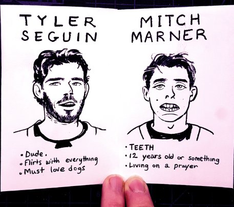 I have a confession.....My secret (deep, life-consuming) hobby is NHL hockey and I made this folded zine called FER DA BOYS about some hockey boys and I will have them for TCAF and I cannot apologize enough 