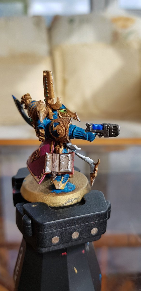 Red_Magician42's tweet photo. So my chaos sorcerer. I've done the force sword, plasma gun, the cloth, the jewells and the cloak. #paintingwarhammer #warhammer40k #warhammer https://t.co/2UKd22aBlw