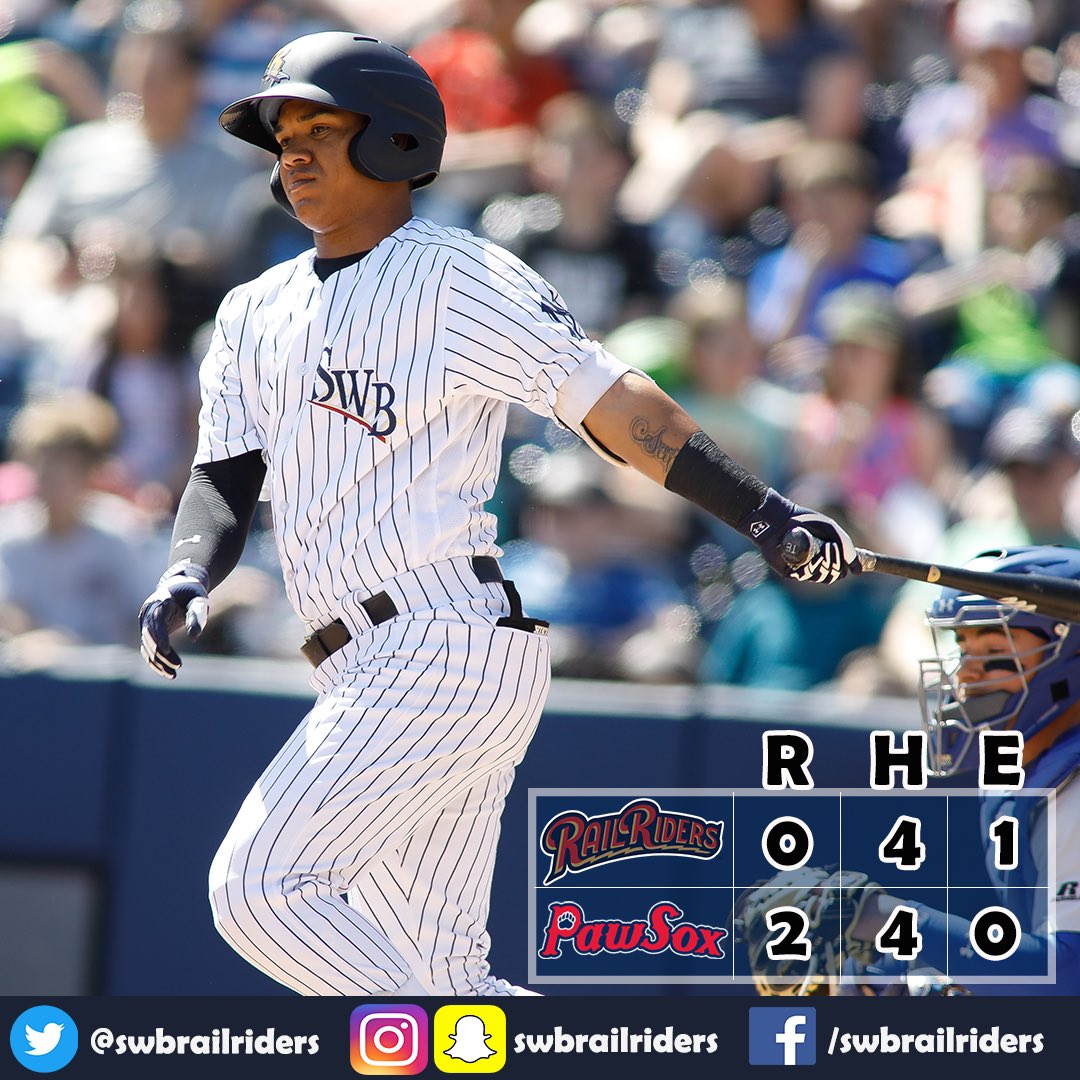 swbrailriders's tweet photo. A loss to the Pawsox always stings, but we're on the road again to start a 3-game series against the @SyracuseChiefs! #GoRailRiders https://t.co/LlrHavwdXY