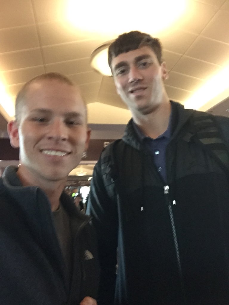 tony_woolard's tweet photo. Ran into @THANS50 at airport! Guess that makes up for leaving @lauraaa914 for a two week training... #tarheels #jkbabe https://t.co/wOW4Rh1z1i