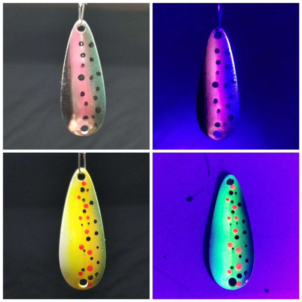 ofishallyhookd's tweet photo. In the lab today... And created our version of the rainbow trout and brown trout... As CHARACTER LURES style yes they are uv enhanced the dark images show uv enhancements... Brown has a brass back and rainbow of course has a silver back https://t.co/SYsdhqGMmV
