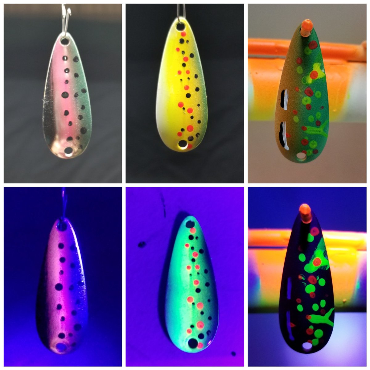 ofishallyhookd's tweet photo. Character Lures versions of Rainbow trout, brown trout and brook trout all 3 are U.V. Enhanced photos on bottom show the enchantment... https://t.co/rSN35M6tVw https://t.co/lQMMbwniRx