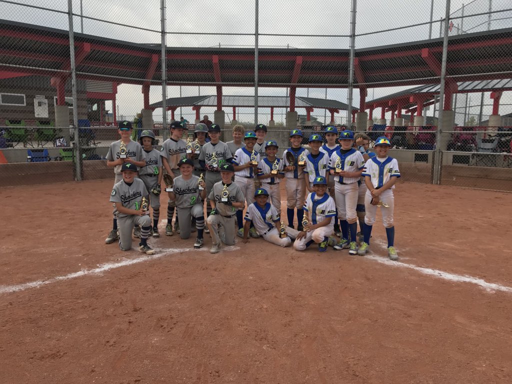 vikkilynnhorton's tweet photo. Congratulations to #burnbaseball for winning the 11u #battleatthefort2018 and to #shockersbaseball for being the runners up. @triplecrownspts @TCSColorado @TCS_BB Final score 8-7. #nailbitter https://t.co/eSUFqpQptD