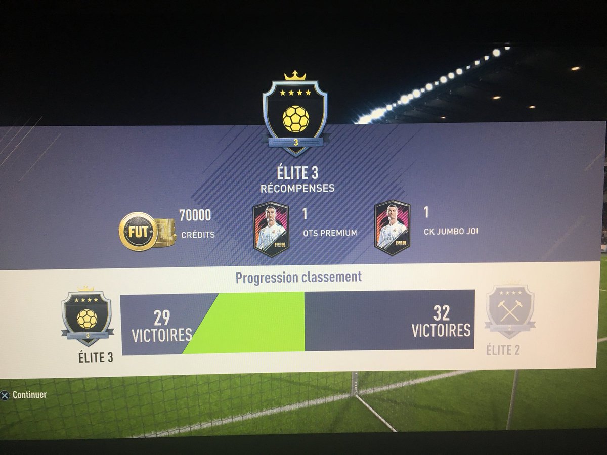 YellowWait_FIFA's tweet photo. Malgré un #FUTChampions en partie malade, je termine Elite 3 avec 30 wins! C’est bon pour les #TOTSBPL ! 😃🤙🏻 https://t.co/8xJaKgOHSQ