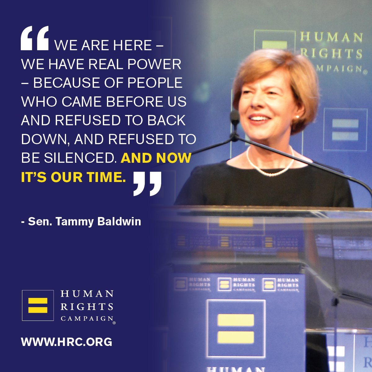 Senator Tammy Baldwin speaks to HRC