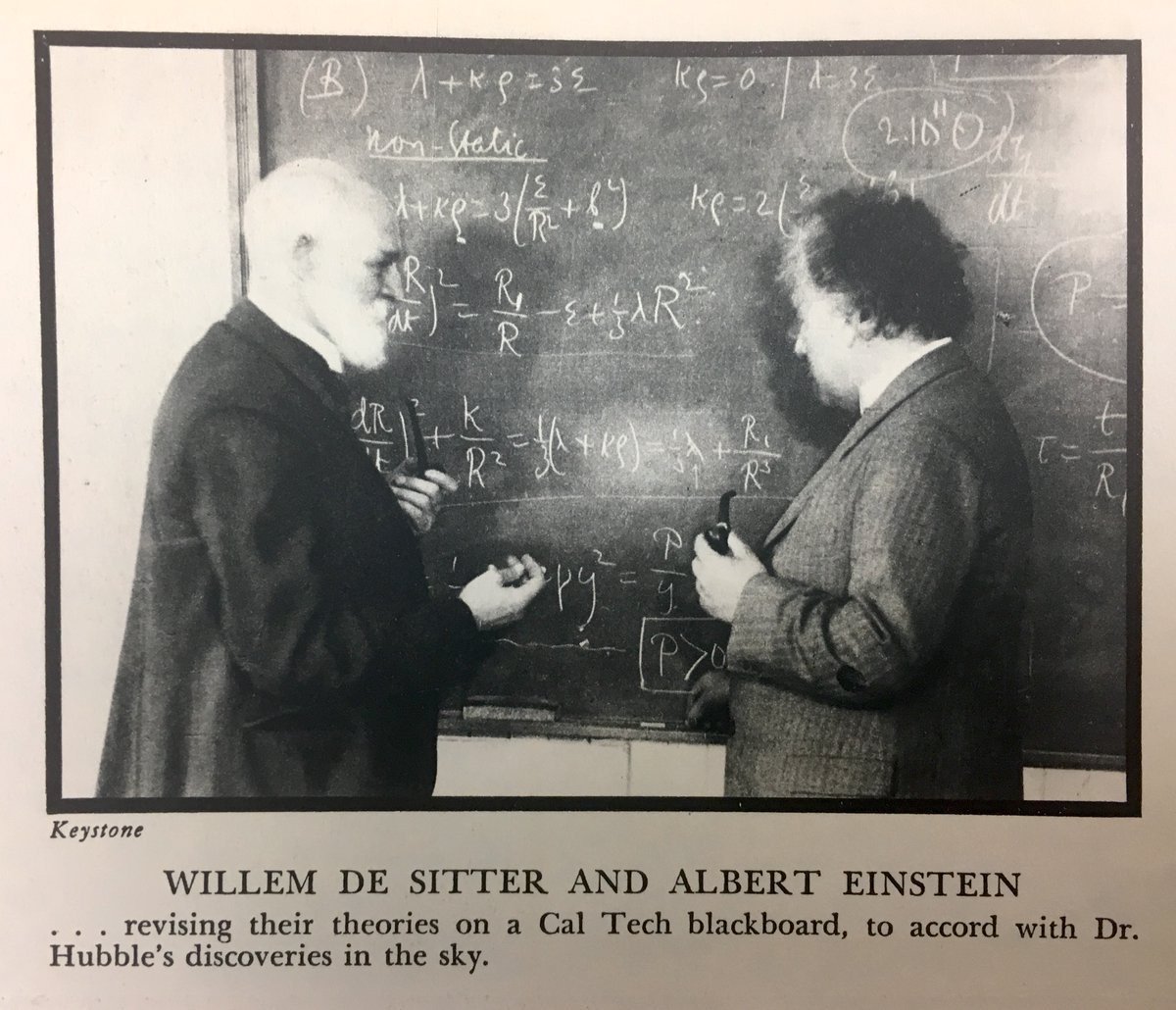 Robert 🦃The BasteGod🦃 McNees on Twitter: "In 1932, Einstein and de Sitter collaborated on one such model. They imagined a spatially flat, expanding universe that contained only matter. Distant objects not bound