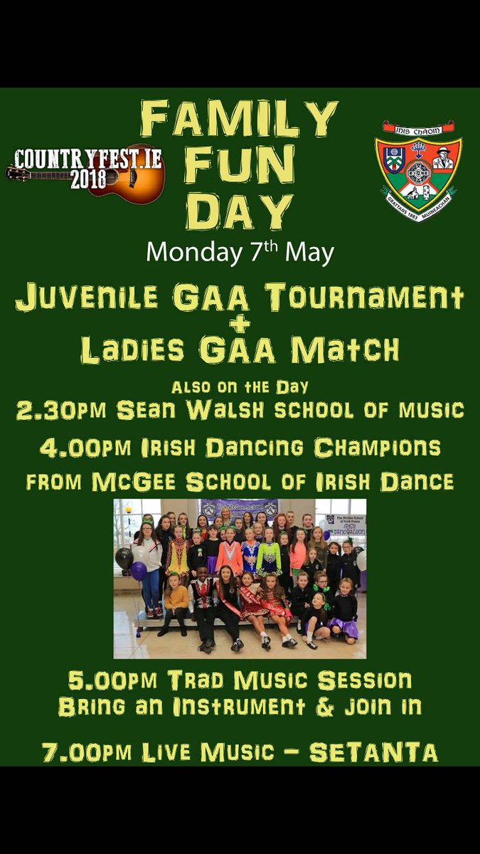 After All the Country Music at <a href="/CountryFestIE/">Countryfest.ie</a>  - today it turns more traditional with football dance and music - bring your own instrument - end a great weekend at <a href="/InniskeenGaa/">Inniskeen Grattans</a>