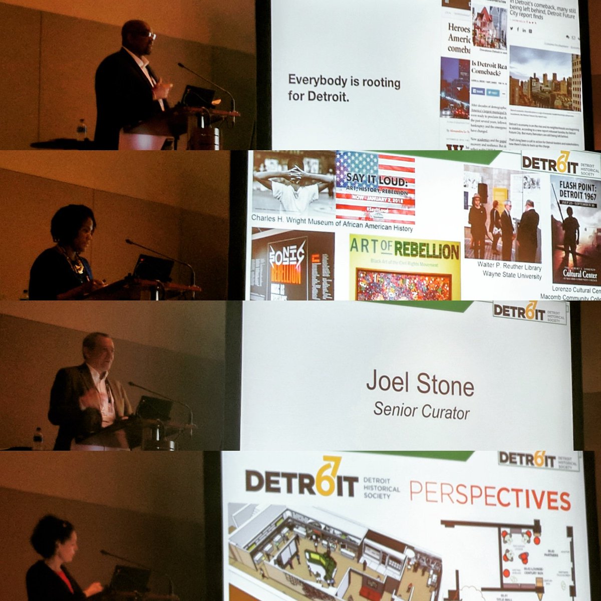 les733's tweet photo. Love finding @KdnOntheD @StoudamireM and the rest of @dhsdetroit at #aam2018 present their @d67project. -- sharing their Engagement, Reflect, Act model. 🎉! Lots of work! @US_IMLS award!  https://t.co/2VJMjfEIzP #whybeafellow #Detroit in #Phoenix https://t.co/q00vDL1L3w
