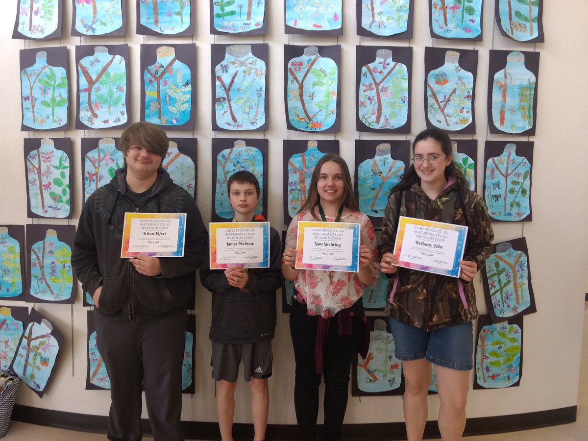 MarquardtClass's tweet photo. The Pythagoreans and Smarties proudly represented Tigerton at a Junior High Math Competition in Pittsville on Friday, May 4. The teams placed 22nd &amp; 23rd out of 29 teams at their first math competition experience. #TigertonProud https://t.co/4QQF1GbhJ6