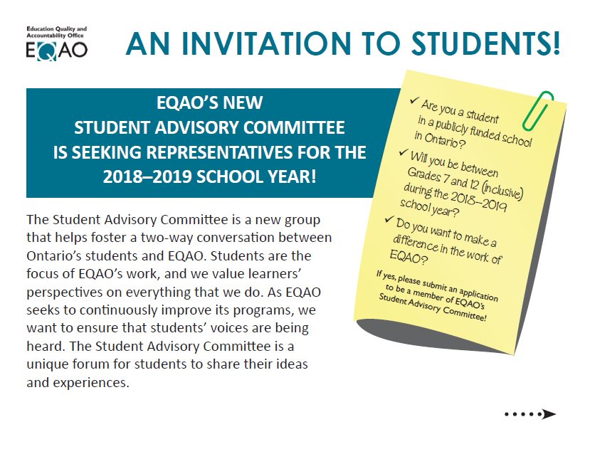 STA_Kenora's tweet photo. Looking for an opportunity to create change? EQAO is looking for students from grades 7-12 to participate in the EQAO's Student Advisory Commitee. 
It would be amazing to have our school represented! Please see guidance or the main office for more info or an application form. https://t.co/NQOSsIqNQE