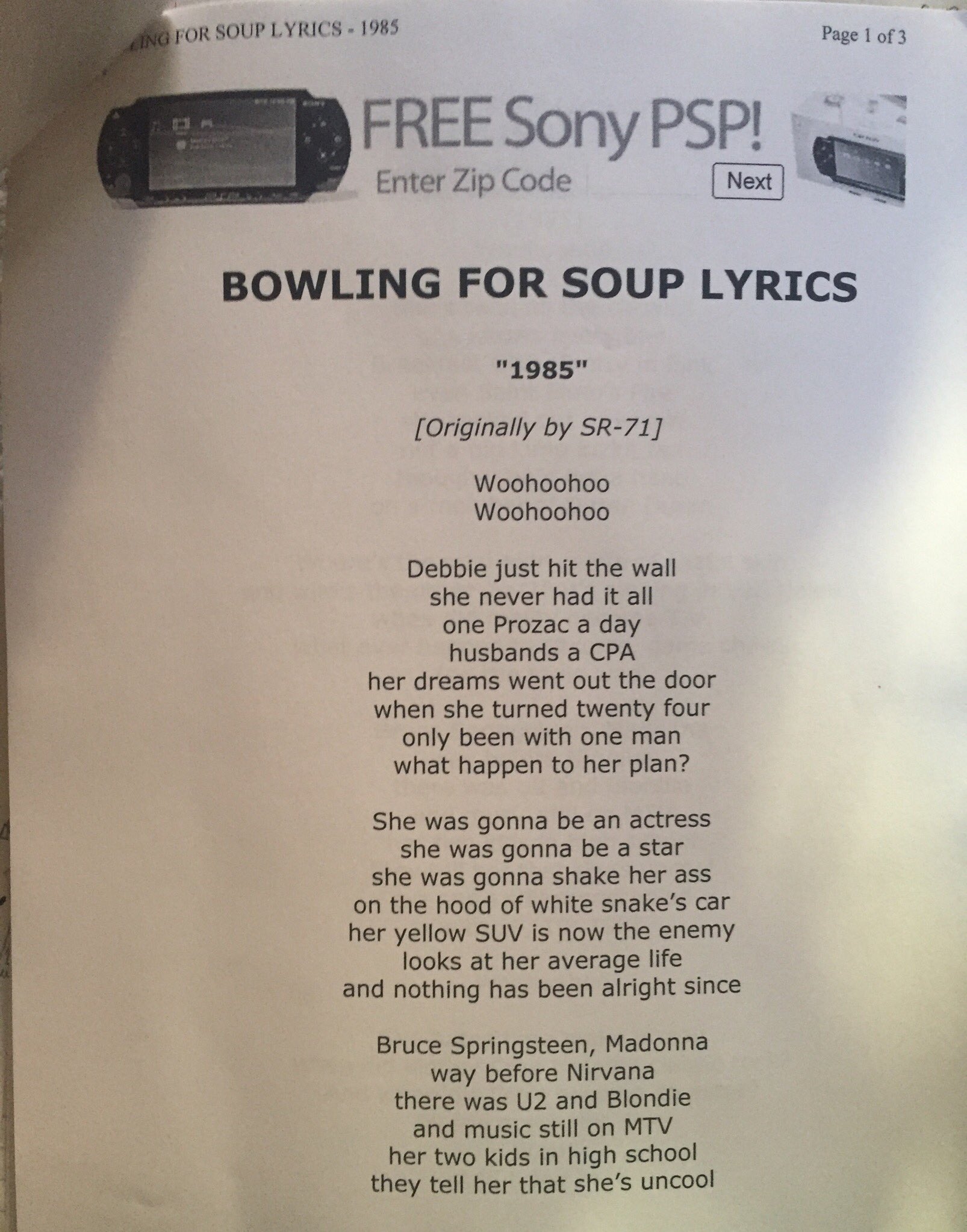 Casey Rackham If You Didn T Print Lyrics From T Co Mp7x6uyte2 On Your Family Room Computer Then Were You Ever Really A Preteen In The Early 00s T Co Mynnvhnsyq Twitter