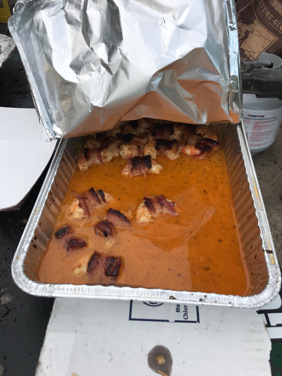 LukeSheekey's tweet photo. The @DeltaStateBSB #LeftFieldCrew have it going on today. The food is an absolute outrage & they’re just getting started #bbq #oysters #shrimp https://t.co/ncLSiwK75B