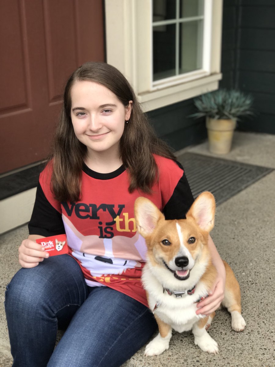 PoorCorgiActor's tweet photo. @Petravdcorput All the cool kids are wearin’ it!! My pals @IliasKyriazis (@DirkGentlyBBCA illustrator with @IDWPublishing -Cover artist for the comic book series) and my Pawsome pal @CamHarpArt who was the first to sport this look, but seriously awesome young lady! #CorgiDesign ##defRapunzel 🐶 https://t.co/u4MtHwFKR4