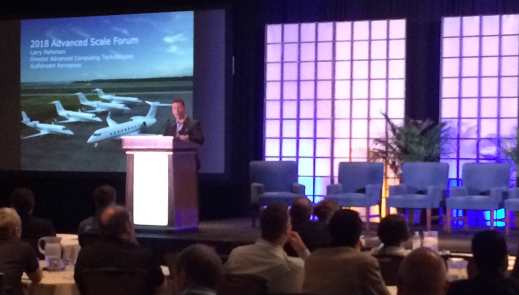 nGageEvents's tweet image. Larry Paterson of @GulfstreamAero discusses their simulator at #advscaleforum