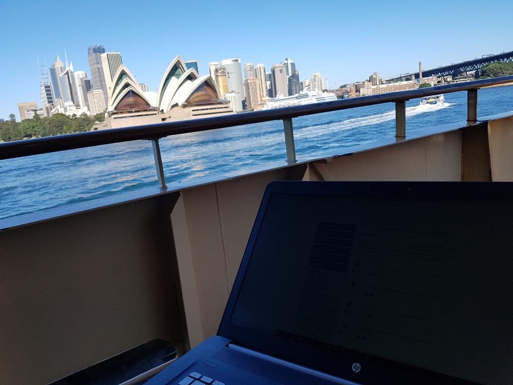 Daly_Planet's tweet photo. I do like this 'office' I get to work in on the way to @Sydney_Uni #manlyferry #sydney #dreamcommute https://t.co/jI991kHq5V